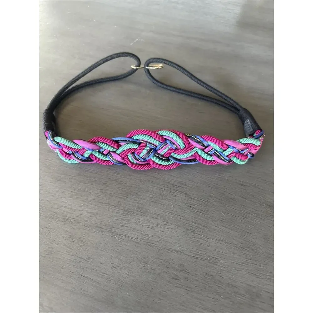 Vintage 90's Multicolor Braided Rope Waist Belt 32 Inches Hip Hop Preppy